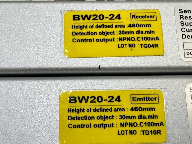 Autonics Safety Light Curtain Set – BW20-24 w/Warranty