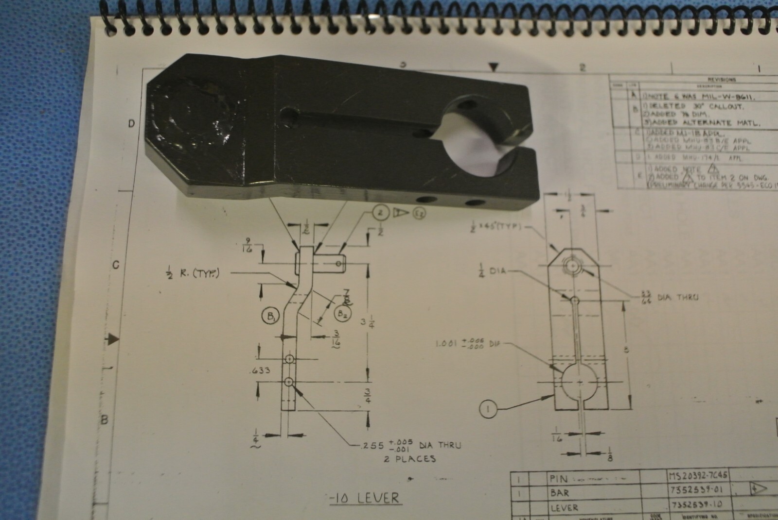 Lever, NSN 3040010134880 Military OEM Part -Certified to Gov Specs