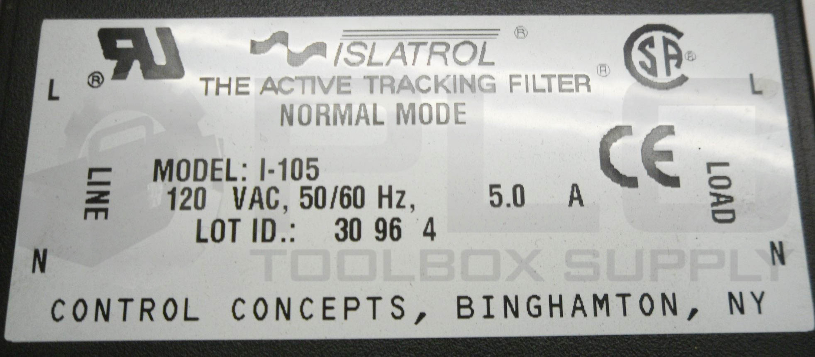 NEW CONTROL CONCEPTS I-105 ISLATROL ACTIVE TRACKING FILTER, 120V 50/60Hz