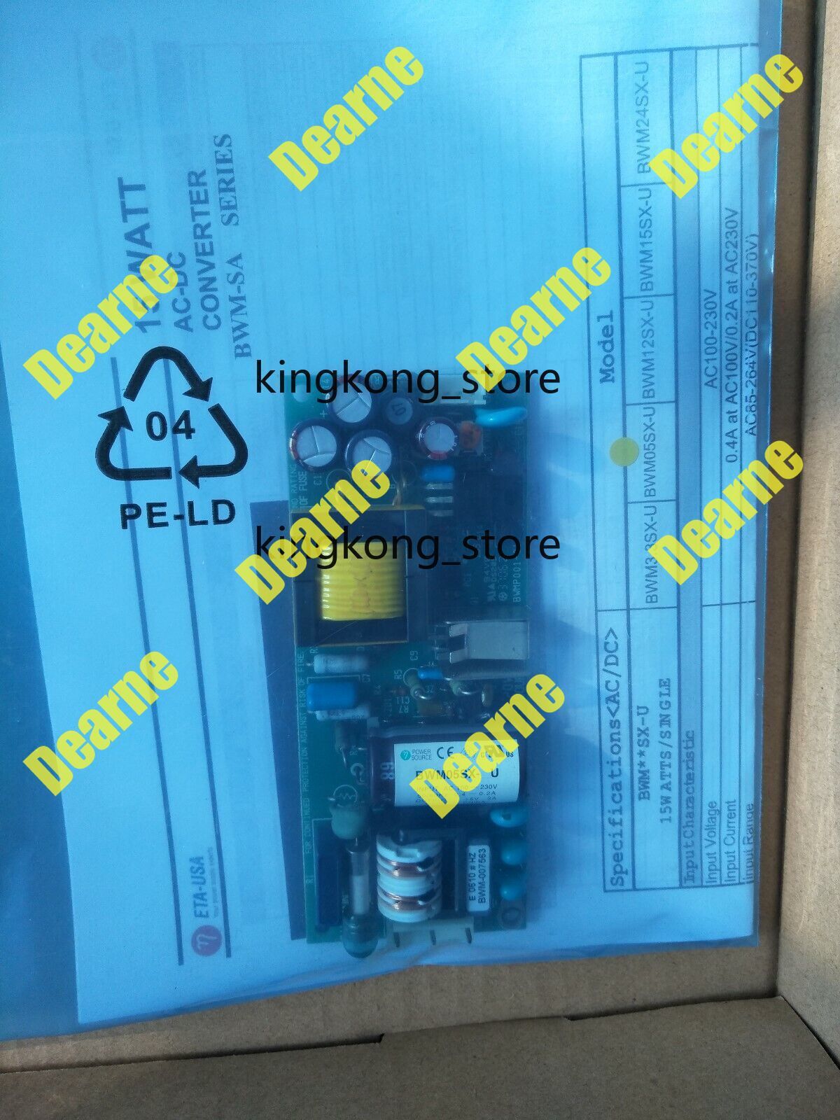 BWM05SX-U POWER SOURCE 15 WATT AC-DC CONVERTER BWM-SA SERIES