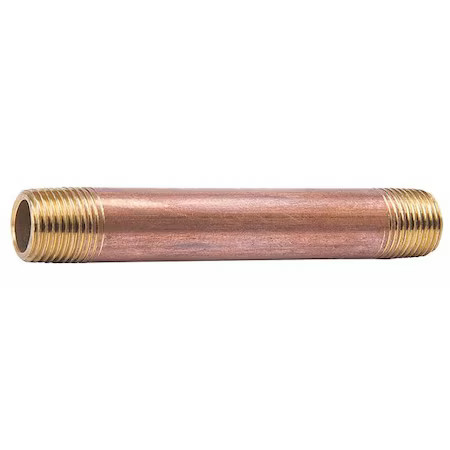 1-1/4″ Mnpt X 5″ Tbe Red Brass Pipe Nipple Sch 80, 466-050X