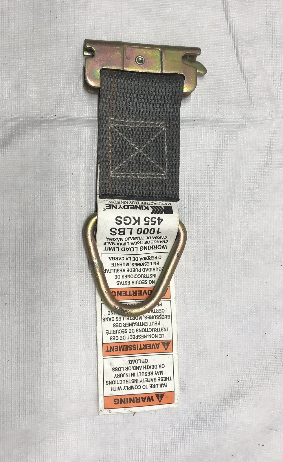 Kinedyne 1000lbs Working Load Limit Tie Down Strap w/ D Ring 2″x6″ Strap Gray