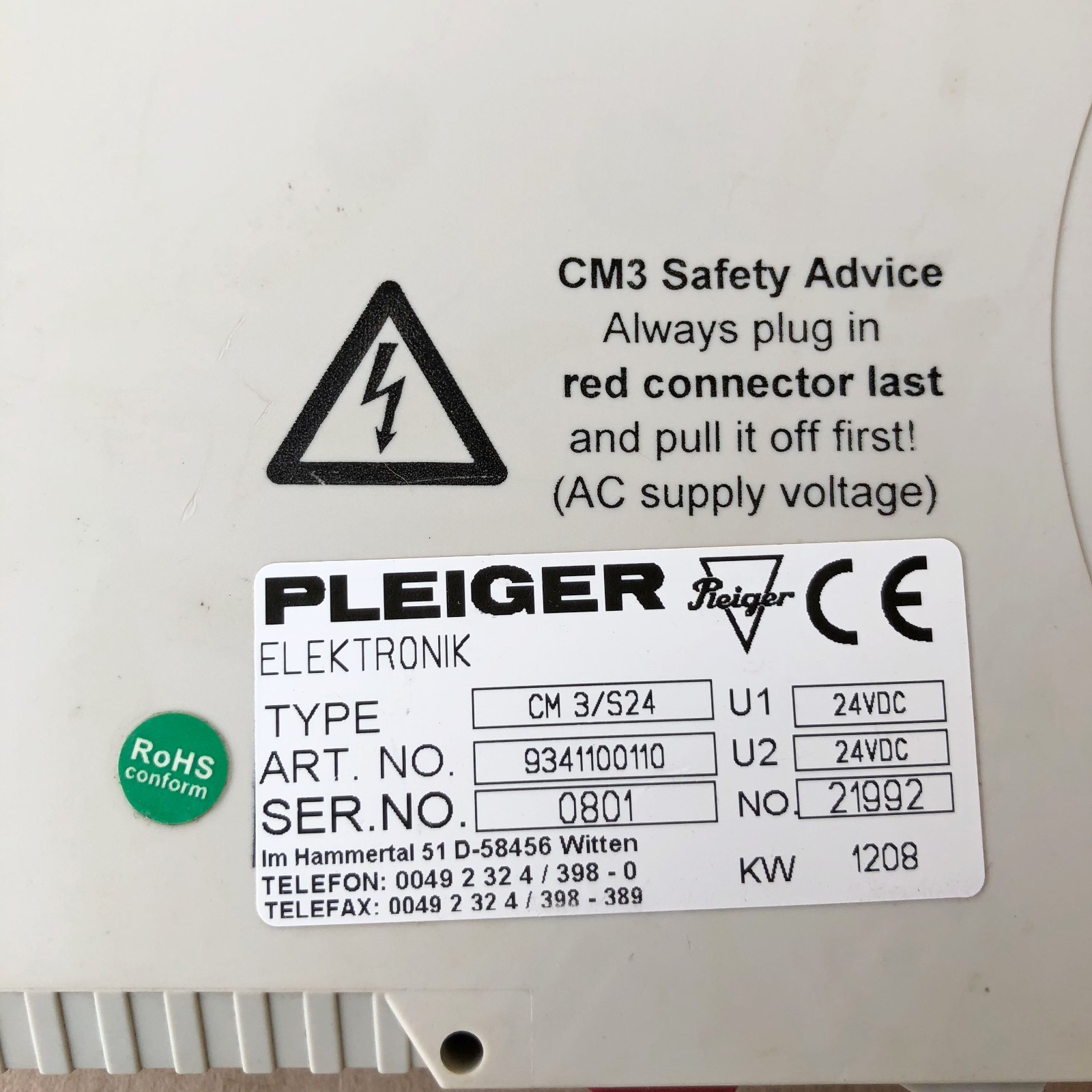 PLEIGER CM3 S24 CONTROL MODULE 9341100110