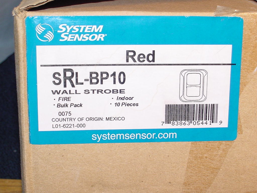 Bulk Pack (10 count) System Sensor SRL-BP10, Fire Alarm Strobe RED, Indoor, NEW