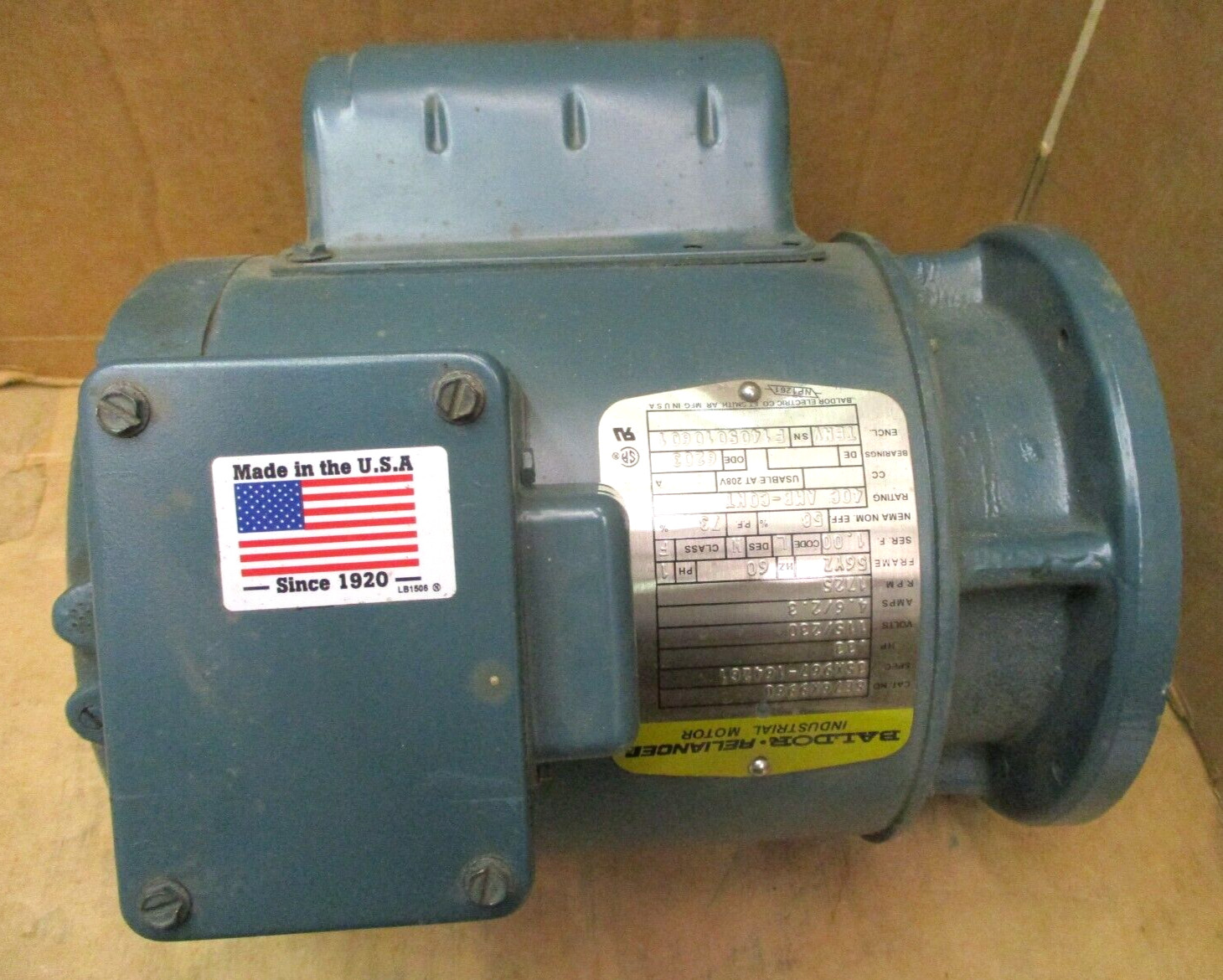 Baldor Reliance 6E76X9968 Industrial Motor 35X967-164261 .33HP 115/230V A6975WVS