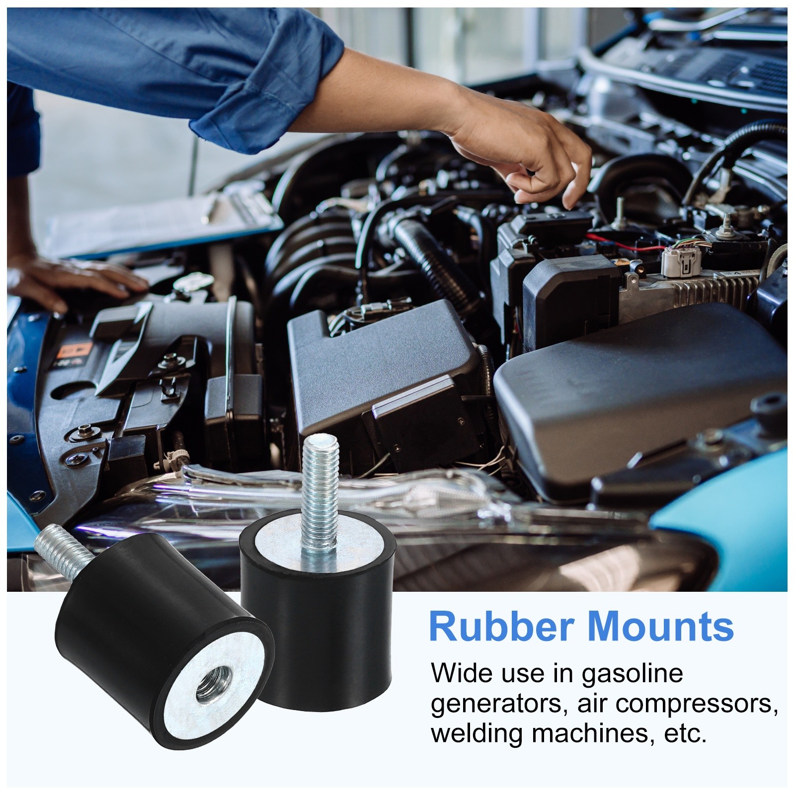 4Pcs M5x14mm Rubber Mounts, 20x20mm(DxH) Rubber Shock Absorber Mount with Nuts