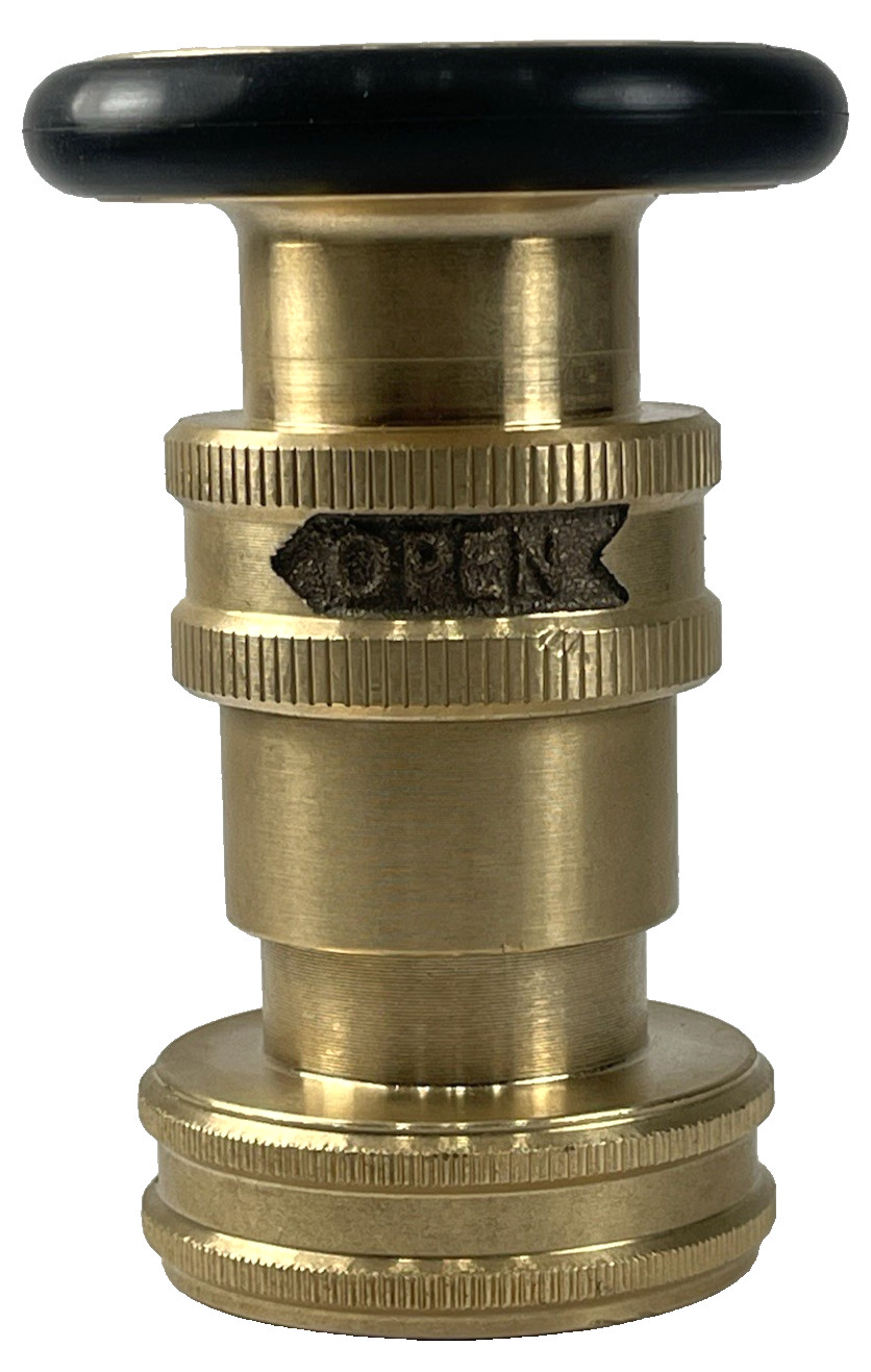 Brass Fog Nozzle/ Fire Hose Nozzle w/ Bumper 1-1/2″ Opening – Twist Open/ Close