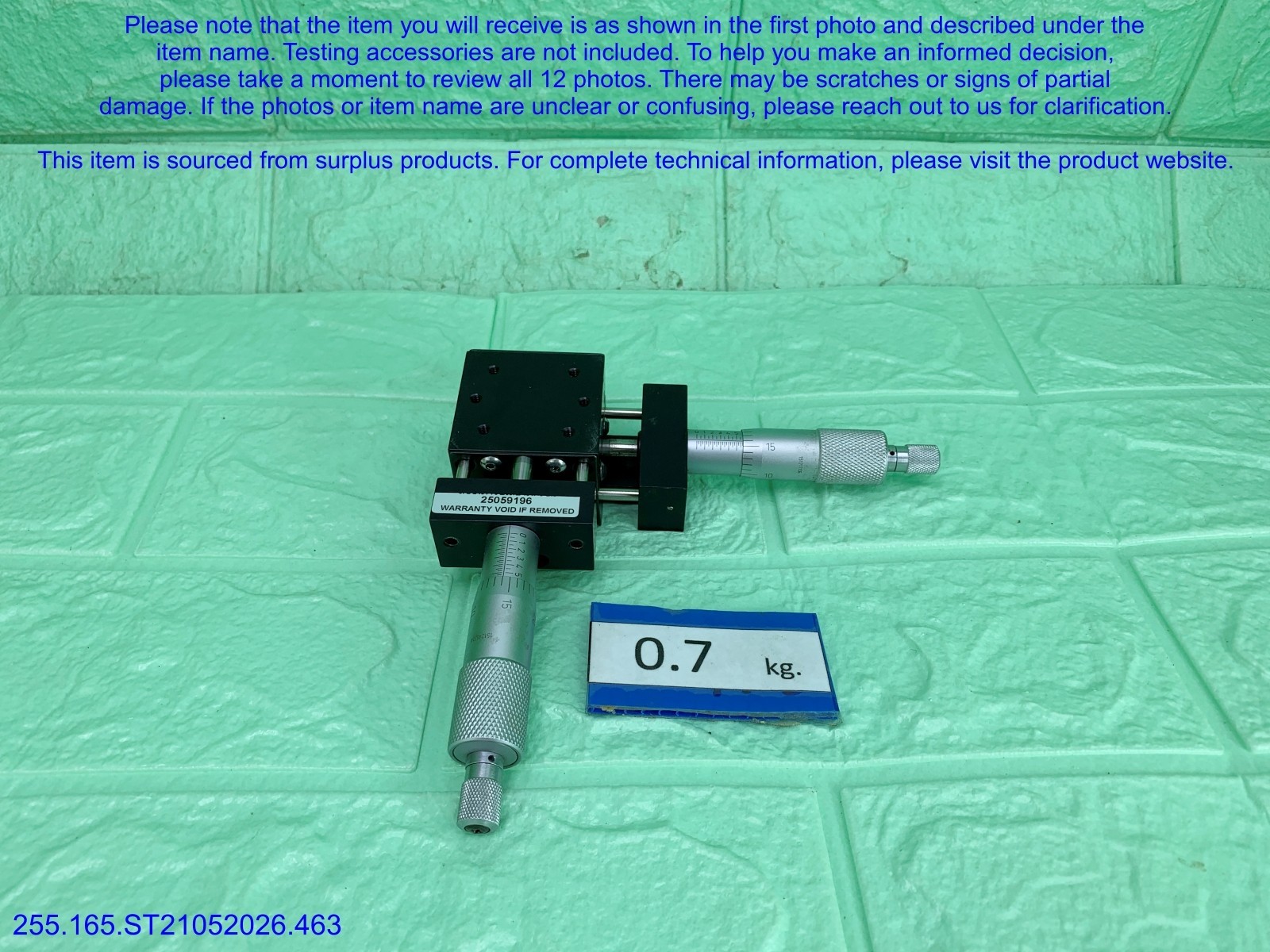 Del-Tron 451 Linear Positioning Stage&Micrometer as in photos, sn:9196, DHL