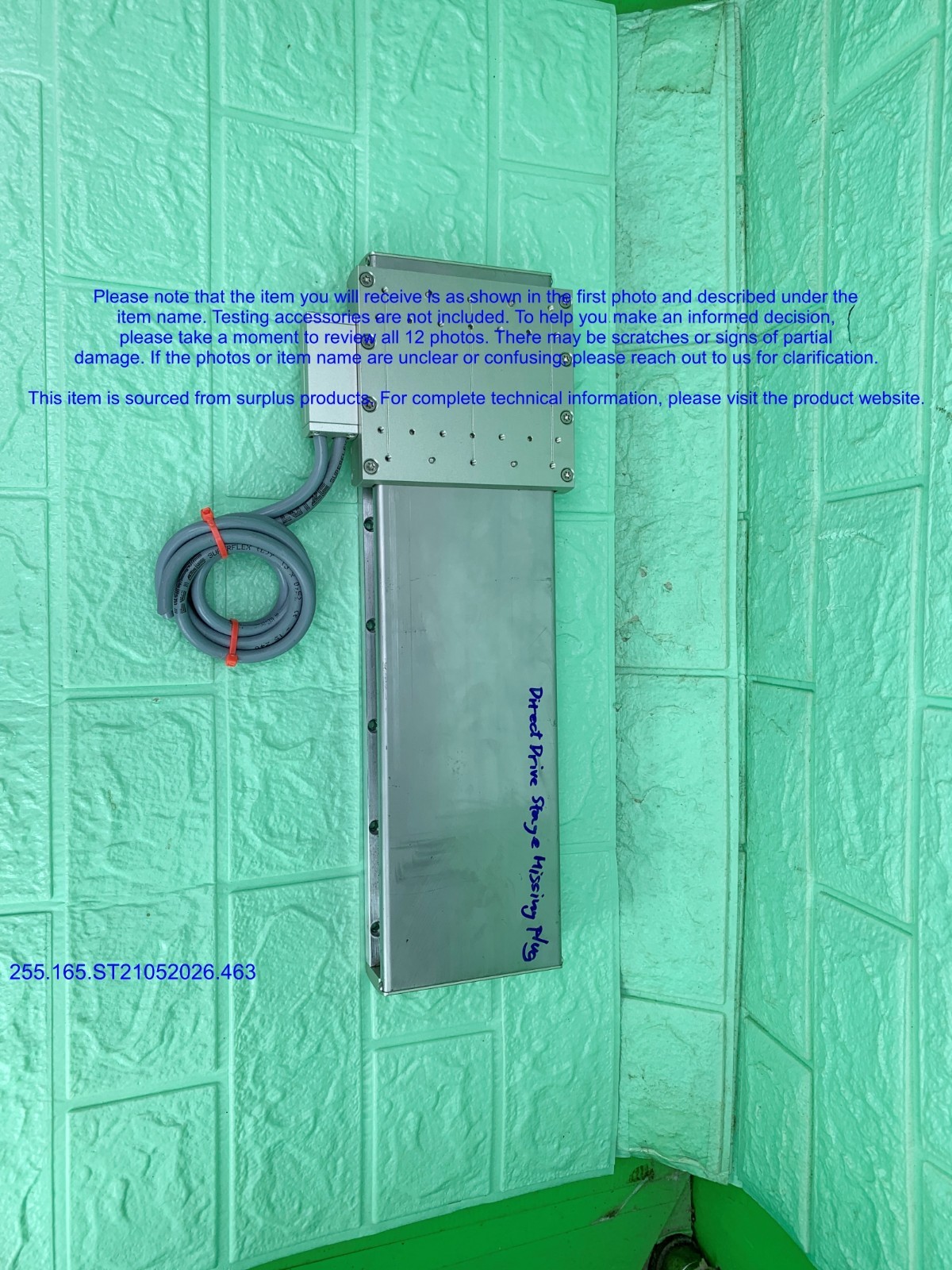 Jenny Science LINAX Lxe 250F40 Direct Motor MISSING Plug as in photos, sn:9206.