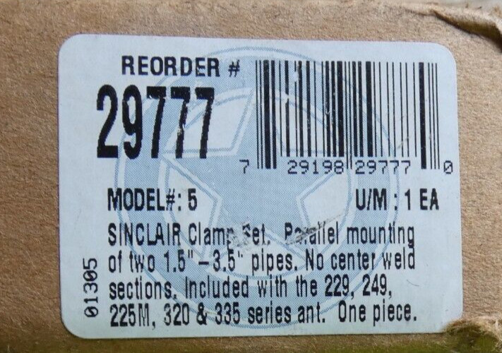New Sinclair Clamp Set for Pipes from 1.5″ up to 3.5″ Model # 5