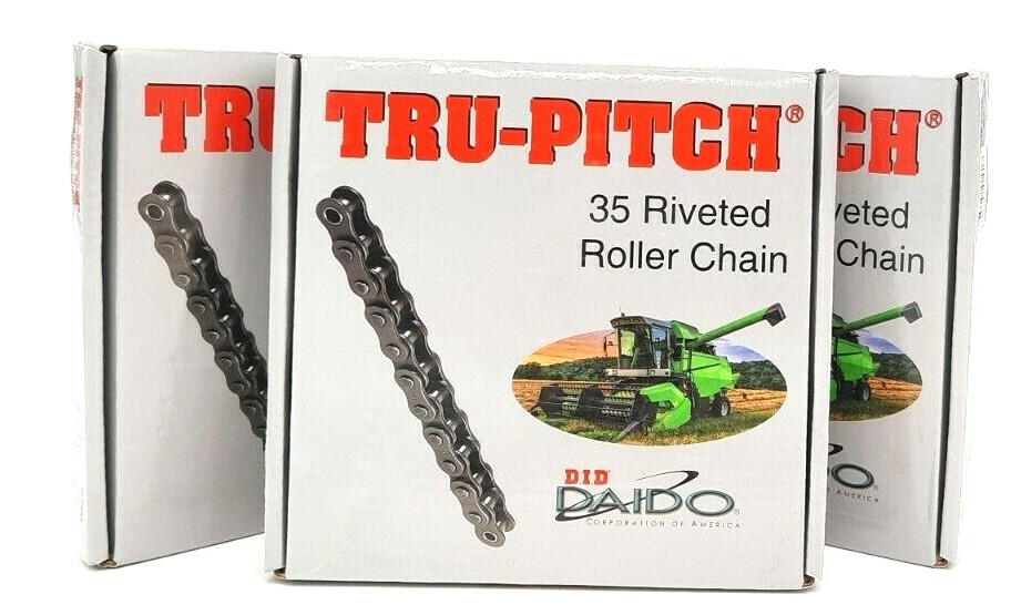 3x Tru-Pitch 35 riveted Roller Chain 10 ft Ea. 320 Pitches Ea. Daido Corp.