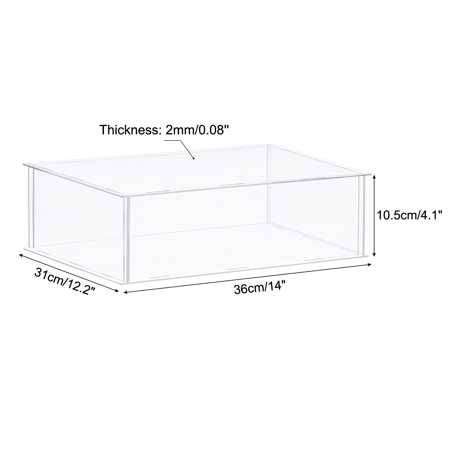 Acrylic Display Case Plastic Box Cube Storage Box Transparent 36x31x10.5cm