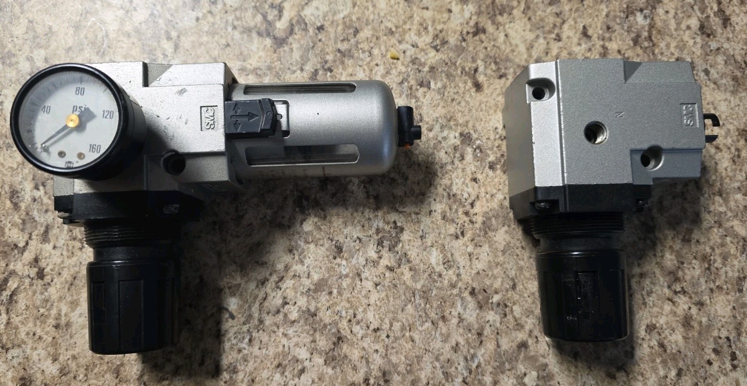 Lot Of 2 SMC NINA-13-794G-XN Pneumatic Filter Regulator Control 0.0 to 0.85 MPa