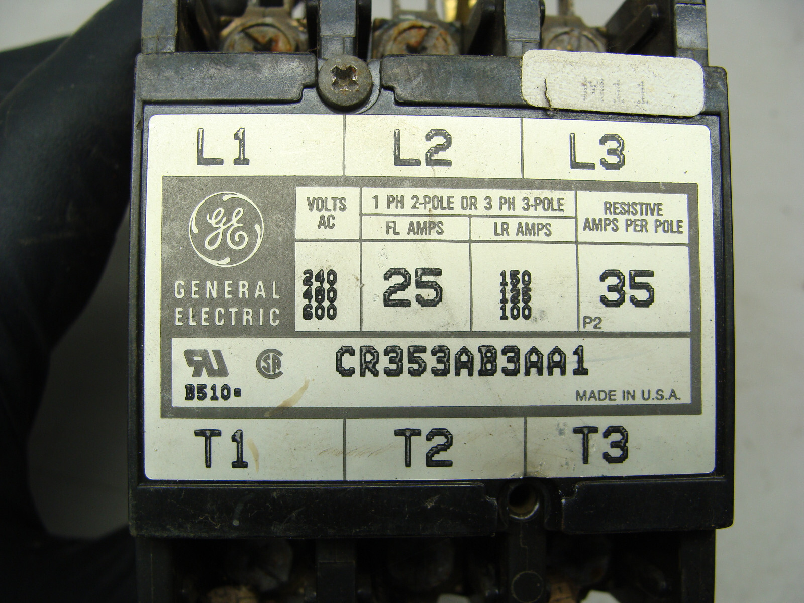 LOT OF 2 GE CR353AB3AA1 CONTACTORS 35A 3P COIL 55-B31A 110/120V