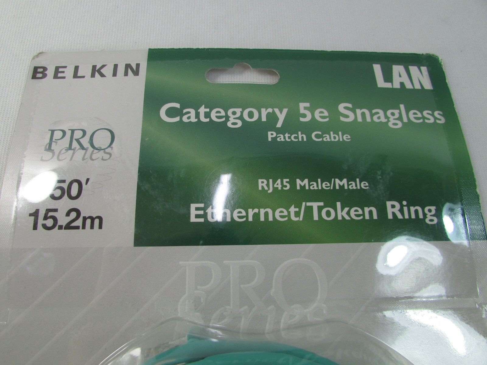 Belkin Pro Series Cat 5e Snagless Patch Cable 50′ Green RJ45 Ethernet/Token Ring