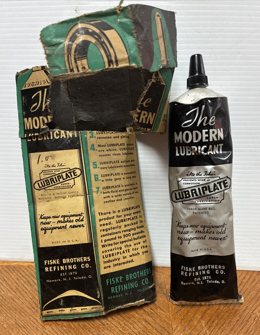 Vintage Lubriplate “The Modern Lubricant” Tube No.310 Fisk Brother in Box
