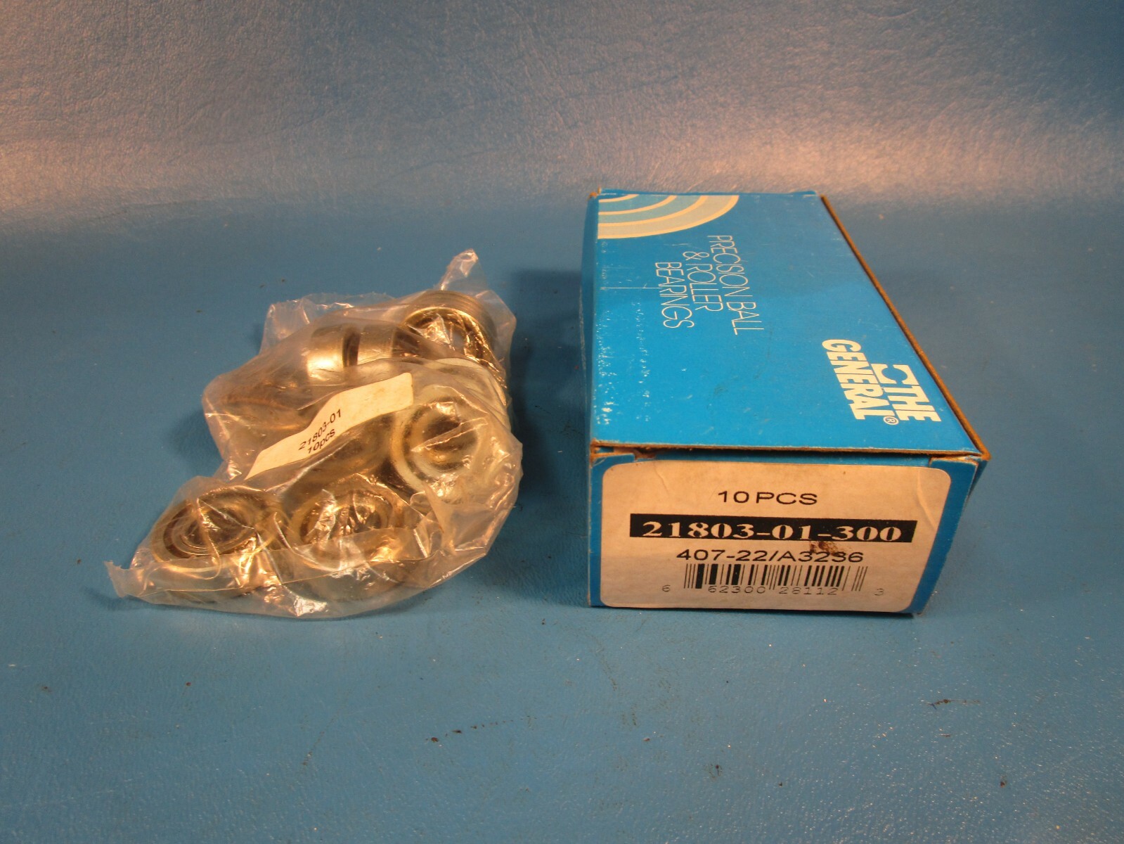 Box of 10, General 21803-01-300, 407-22/A3236, Deep Groove Ball Bearing, 1/2″ ID