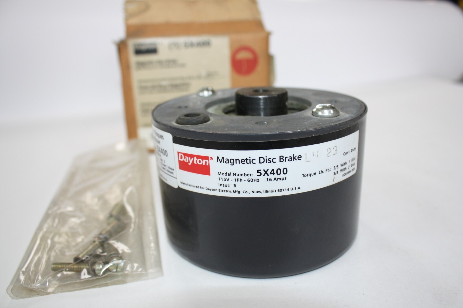 Dayton 5X400A Magnetic Disc Brake 3/8 & 3/4 lb. Feet 115V 60Hz – New