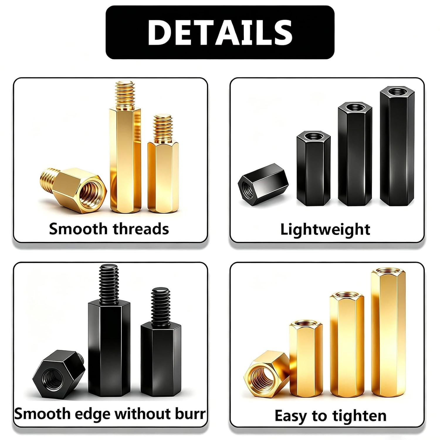 640PCS M3 Brass Nylon PCB Standoff Kit Male Female Hex Spacer Screws Nuts