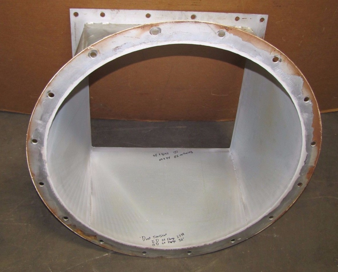 NO NAME DUCT TRANSITION 27 5/8″ ID 32″ OD FLANGE TO 22″ X 20″ RECTANGLE