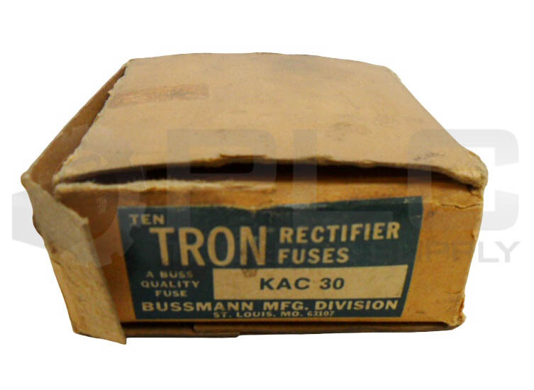 NEW BOX OF 10 BUSSMANN KAC30 TRON RECTIFIER FUSE 30A 600V *READ*