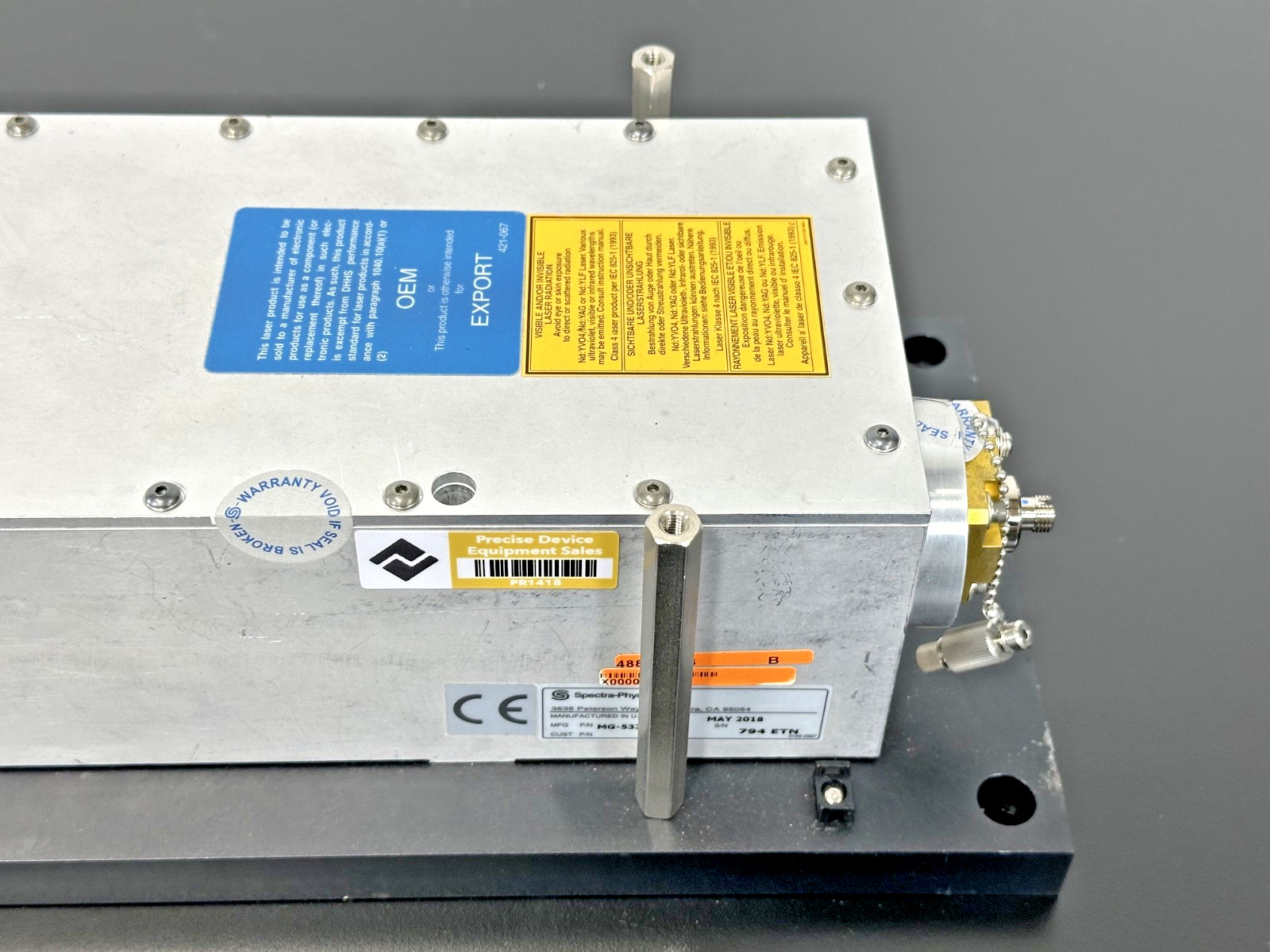 Spectra-Physics MG-532C-26-BS Laser Module Assembly OEM Export May 2018