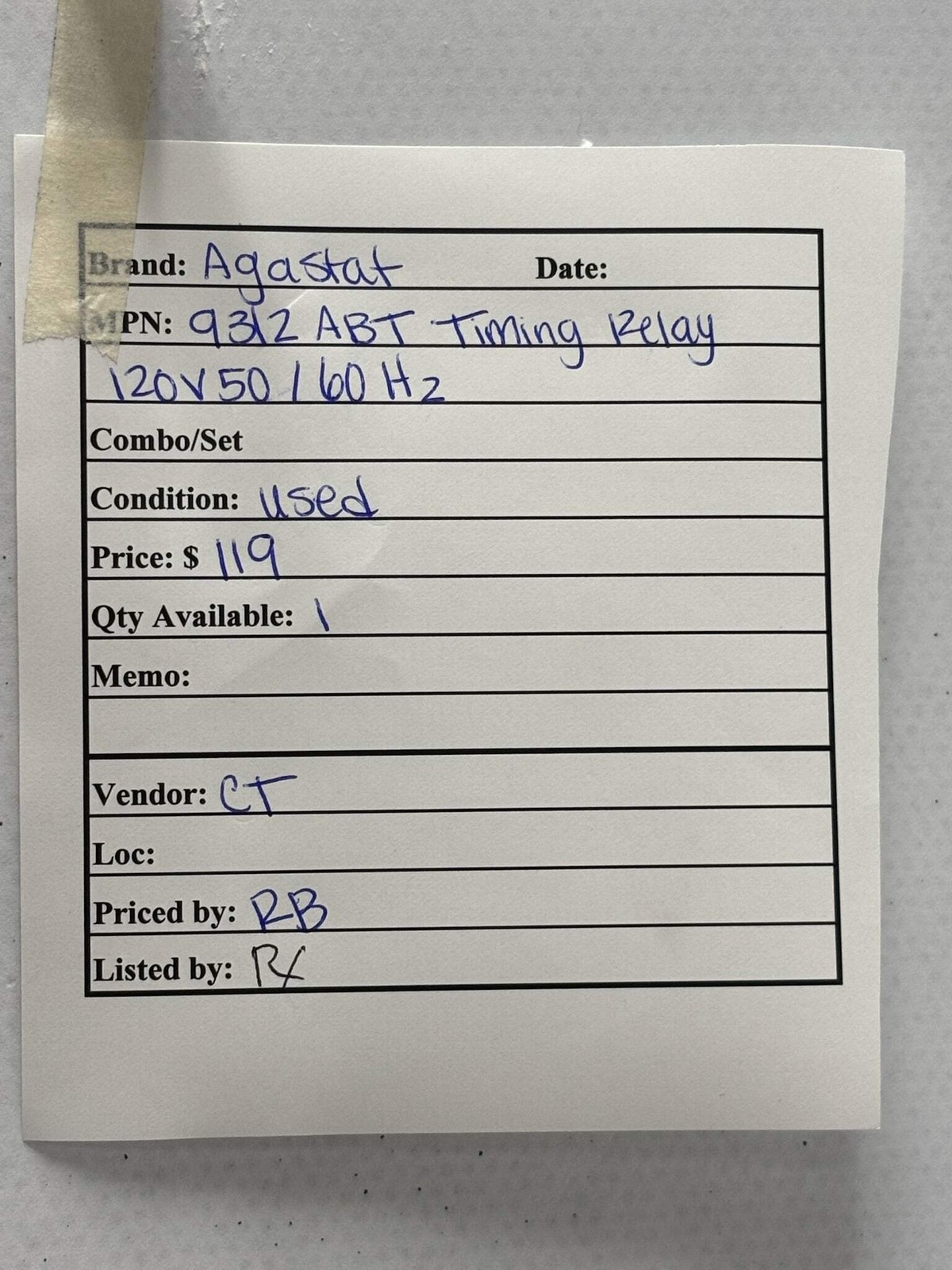 Agastat 9312ABT 120 V Timing Relay Adjustable 0.5–15 Sec Industrial Control