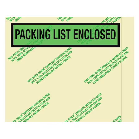 Zoro Select 39Uk69 Envrmntal Pckinglst Enclsd Envpe, 4 1/2X5 1/2″, Grn, Pk1000,