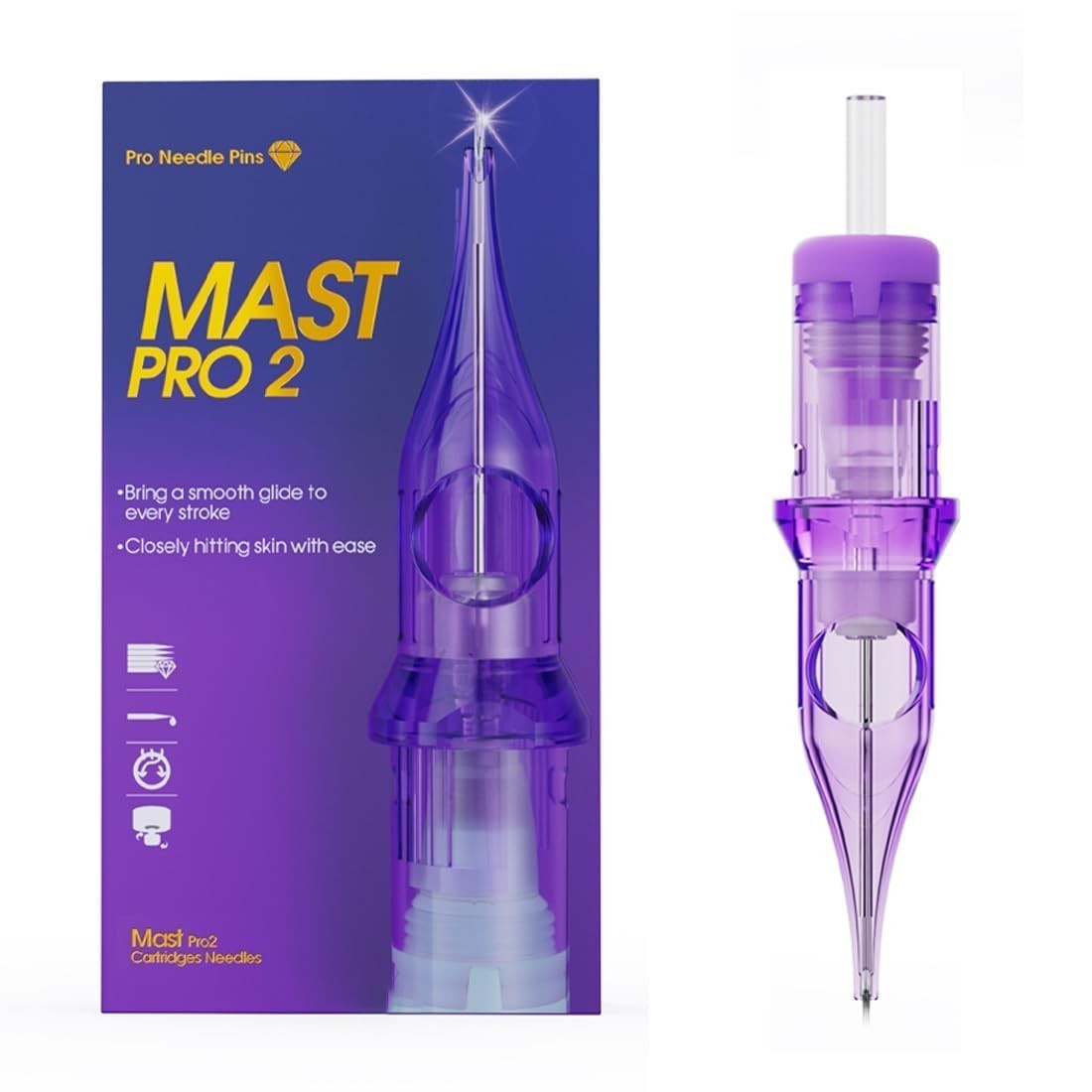 Mast Pro2 Tattoo Cartridges, 20 Count, Disposable Round Liner 0803RL