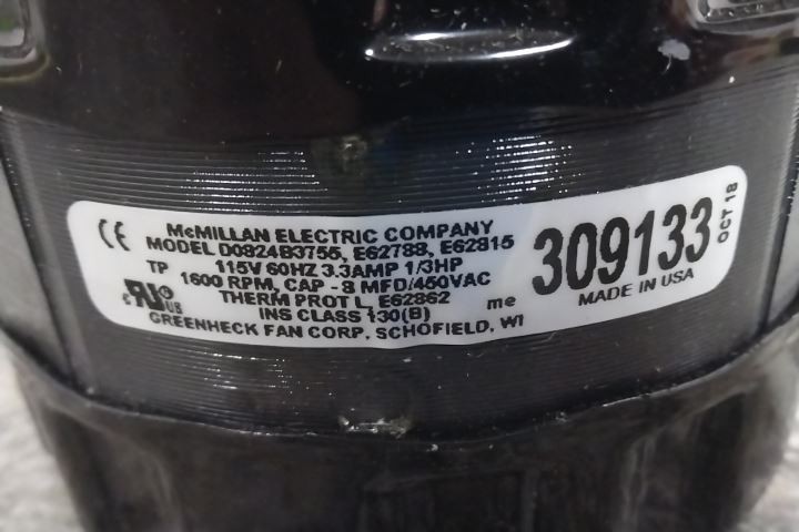 Greenheck 309133 1/3 HP 1600 RPM 115VAC Replacement Motor