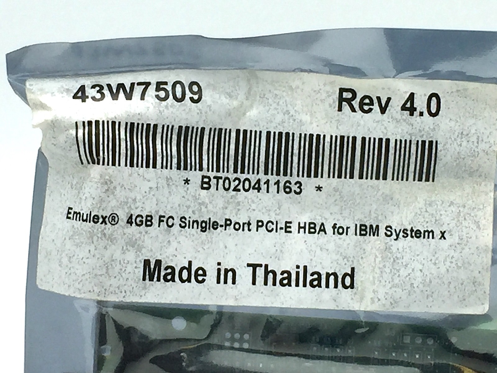 IBM Emulex 4GB FC Single Port PCI-E HBA 43W7509 Rev 4.0 for IBM System X