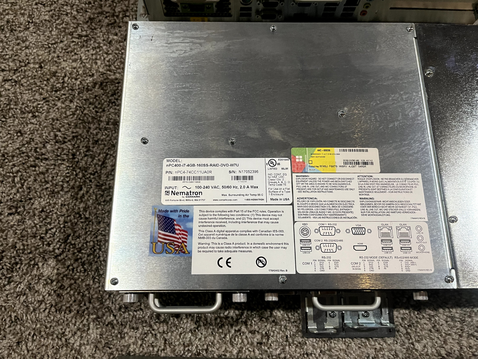 Lot of 3 Comark Nematron nPC400-i7-4GB-160SS-RAID-DVD-W7U Industrial Computer