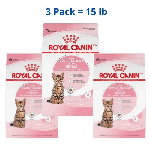 Royal Canin Feline Health Nutrition Spayed/Neutered Kitten Dry Cat Food, 3 PACK