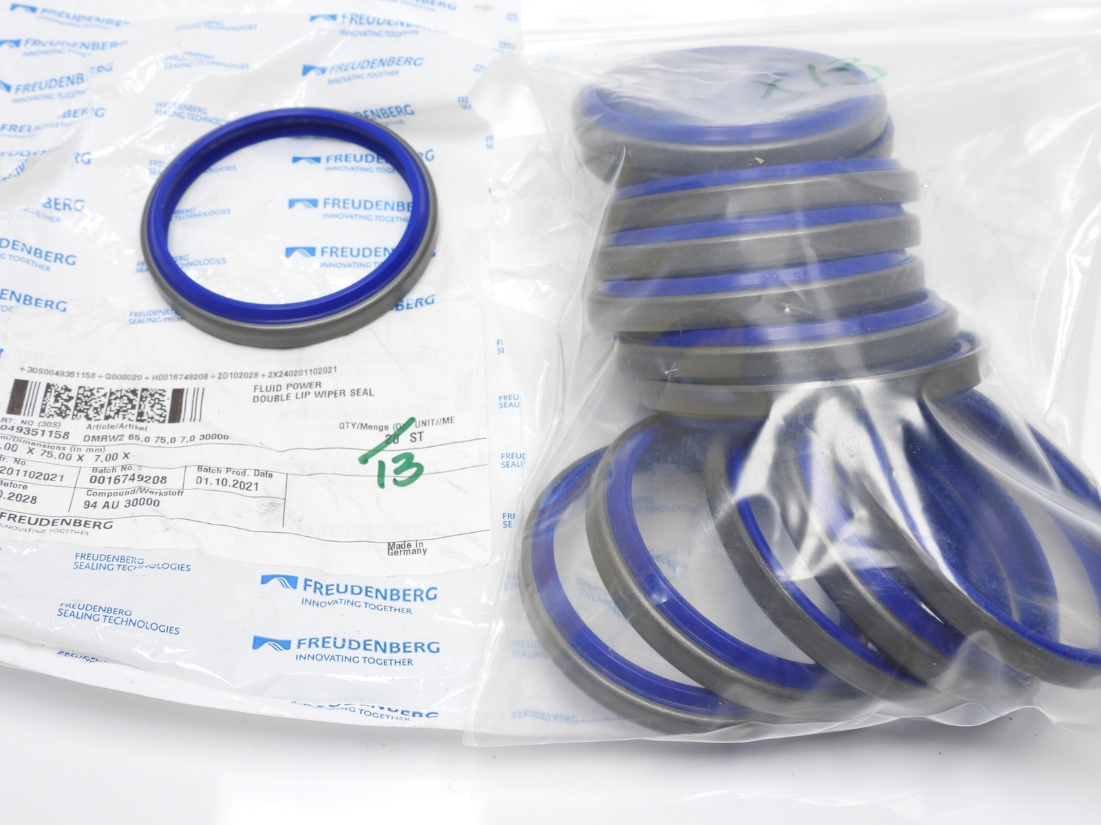 Freudenberg 0049351158 Double Lip Wiper Seal 65x75x7 mm (Pack of 13) Double Wipe