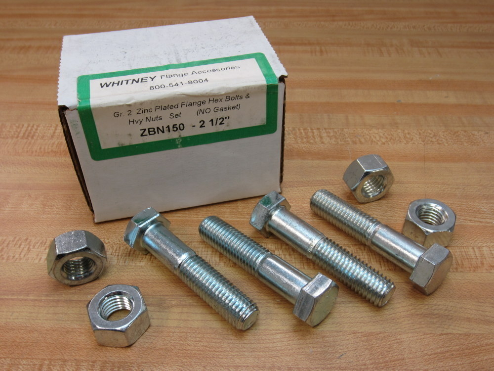 Whitney ZBN150-3″ Flange Hex Bolts & Nuts (Pack of 4)