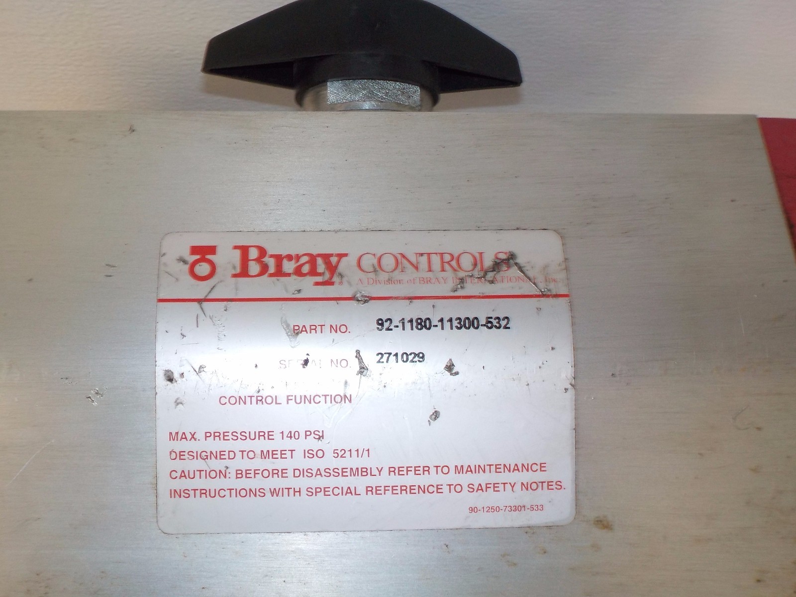 BRAY CONTROLS 92-1180-11300-532 USED ACTUATOR W/ BUTTERFLY VALVE 92118011300532