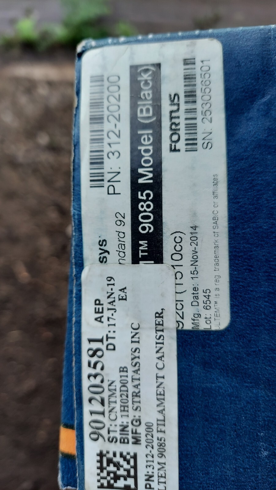 New Stratasys 312-20200 Ultem 9085 Black Filament Canister NOV2014