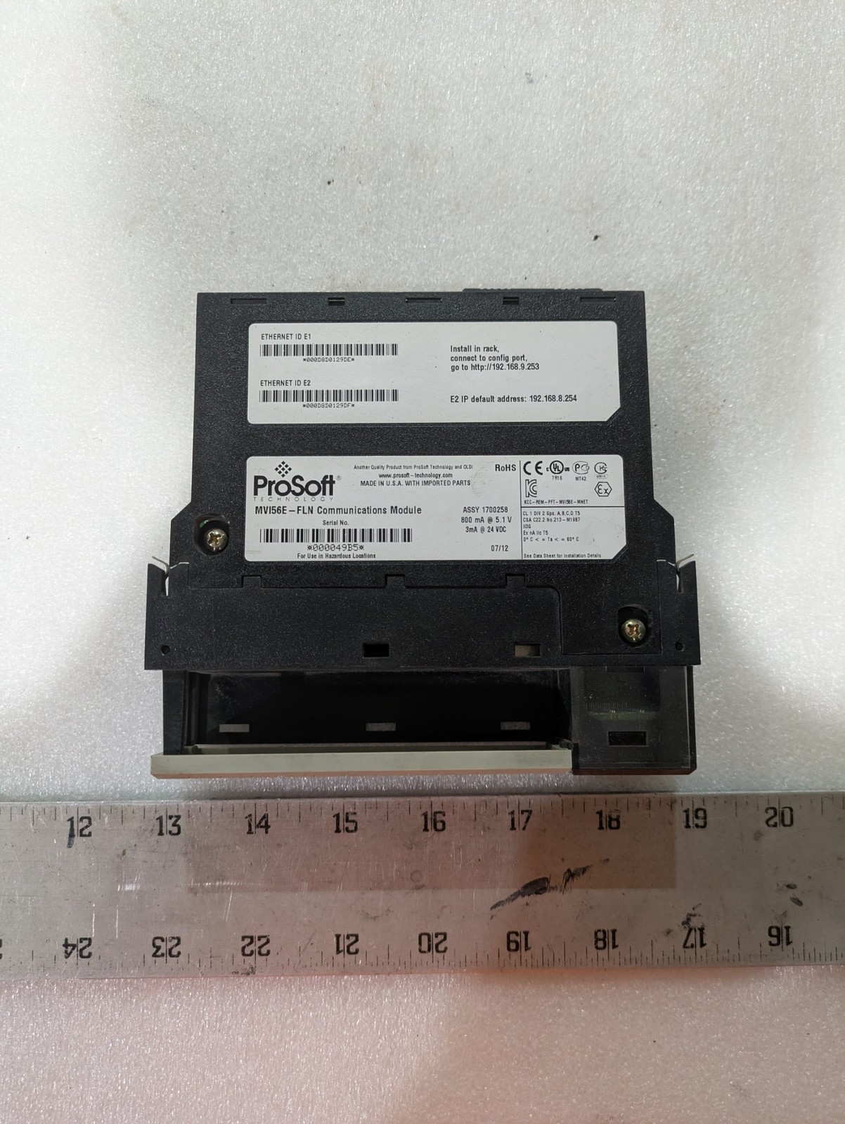 Prosoft MVI56E-FLN FA Control Network Communication Module 24VDC PLC Industrial