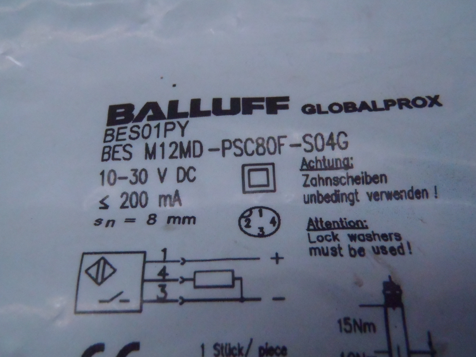 Balluff BRS M12MD-PSC80F-S04G Proximity Sensor BES01PY 10-30VDC
