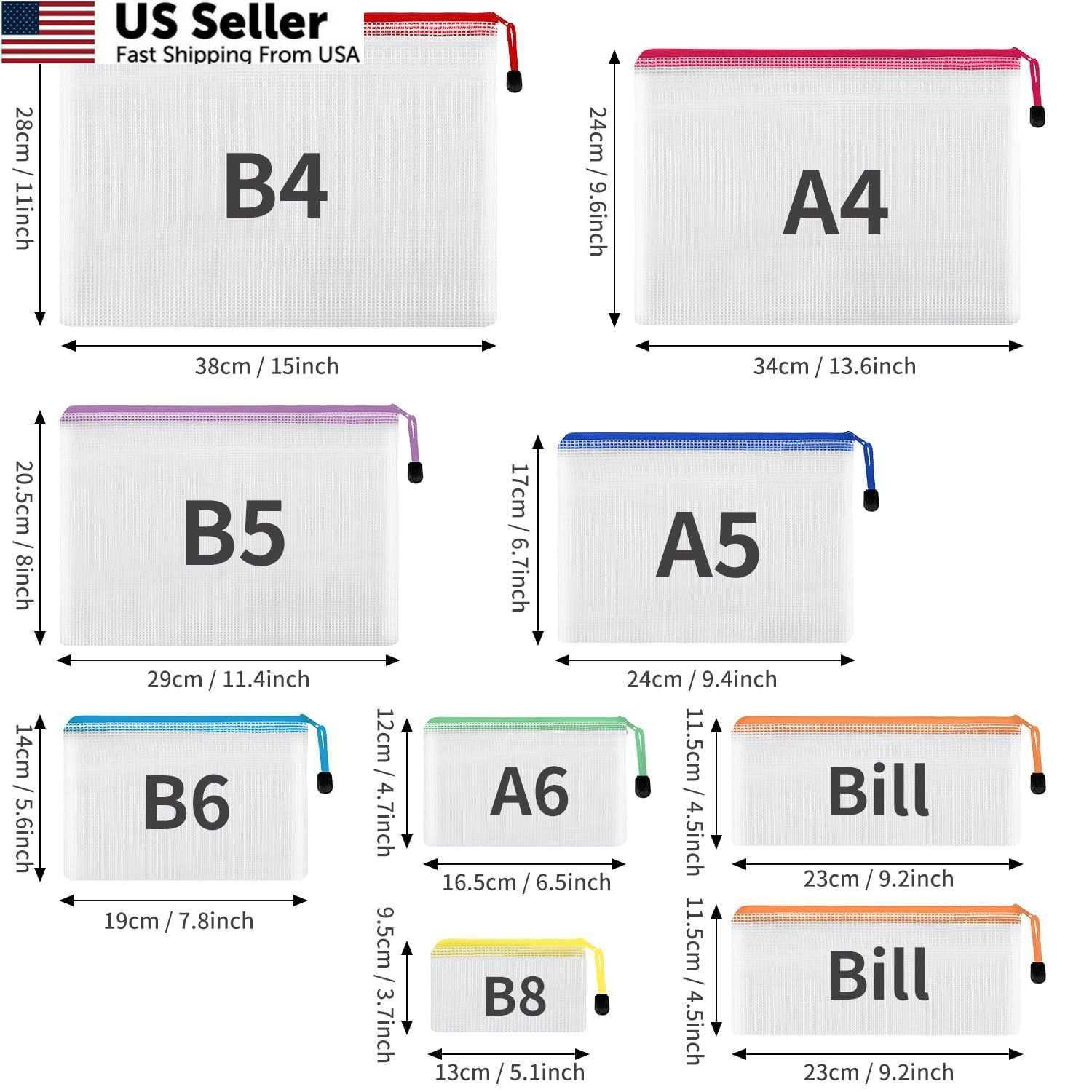 EOOUT 30pcs Mesh Zipper Pouch Bags, 8 Sizes Plastic Mutisize, B-8 Colors