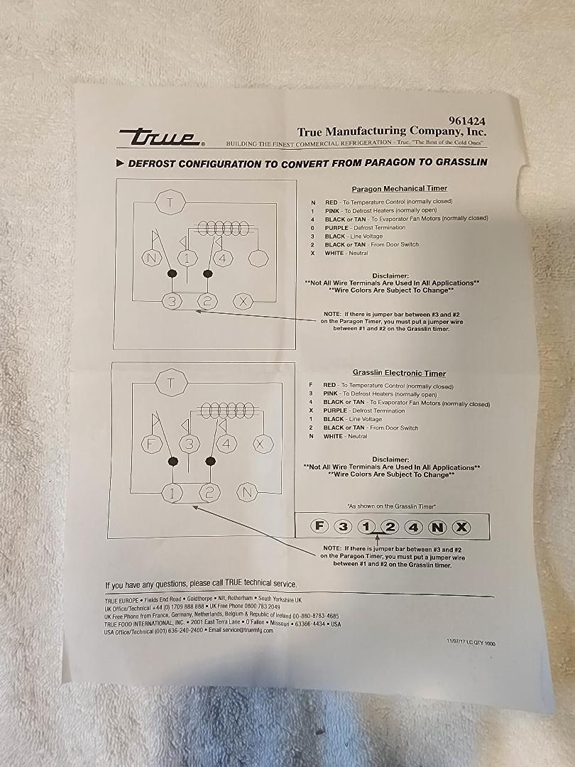 TRUE 831994 Defrost Timer DTSX-B-120 120V 60Hz Replacement Appliance Part