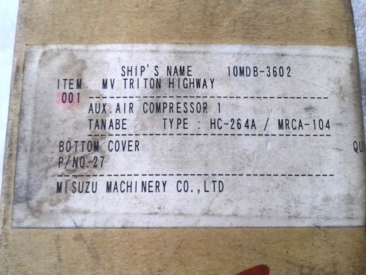 Bottom Cover P/N 27 For Tanabe HC-264A/MRCA-104 Compressor Spare Parts