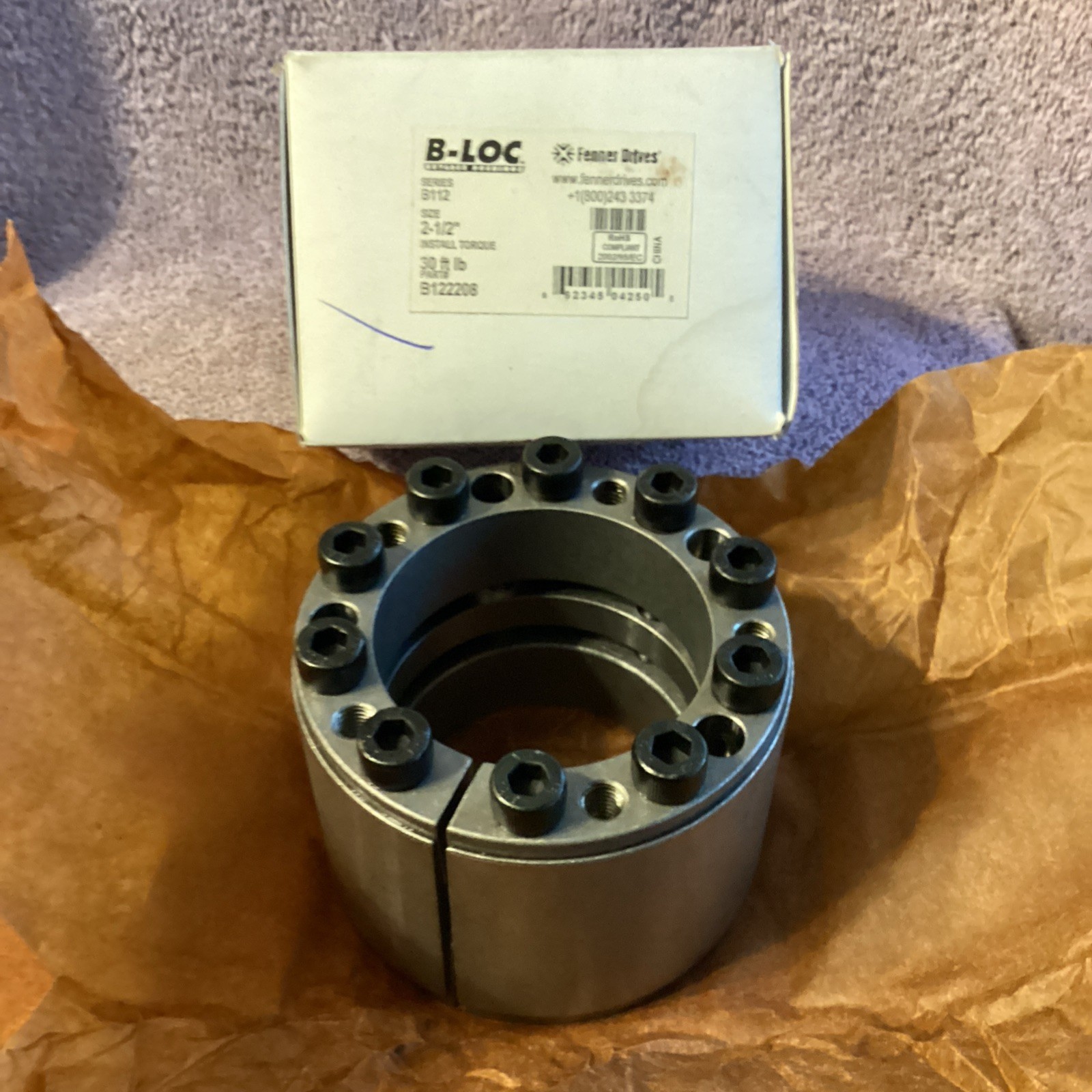 FENNER DRIVES…B122208…2-1/2”…series B112…Keyless Bushing…NEW