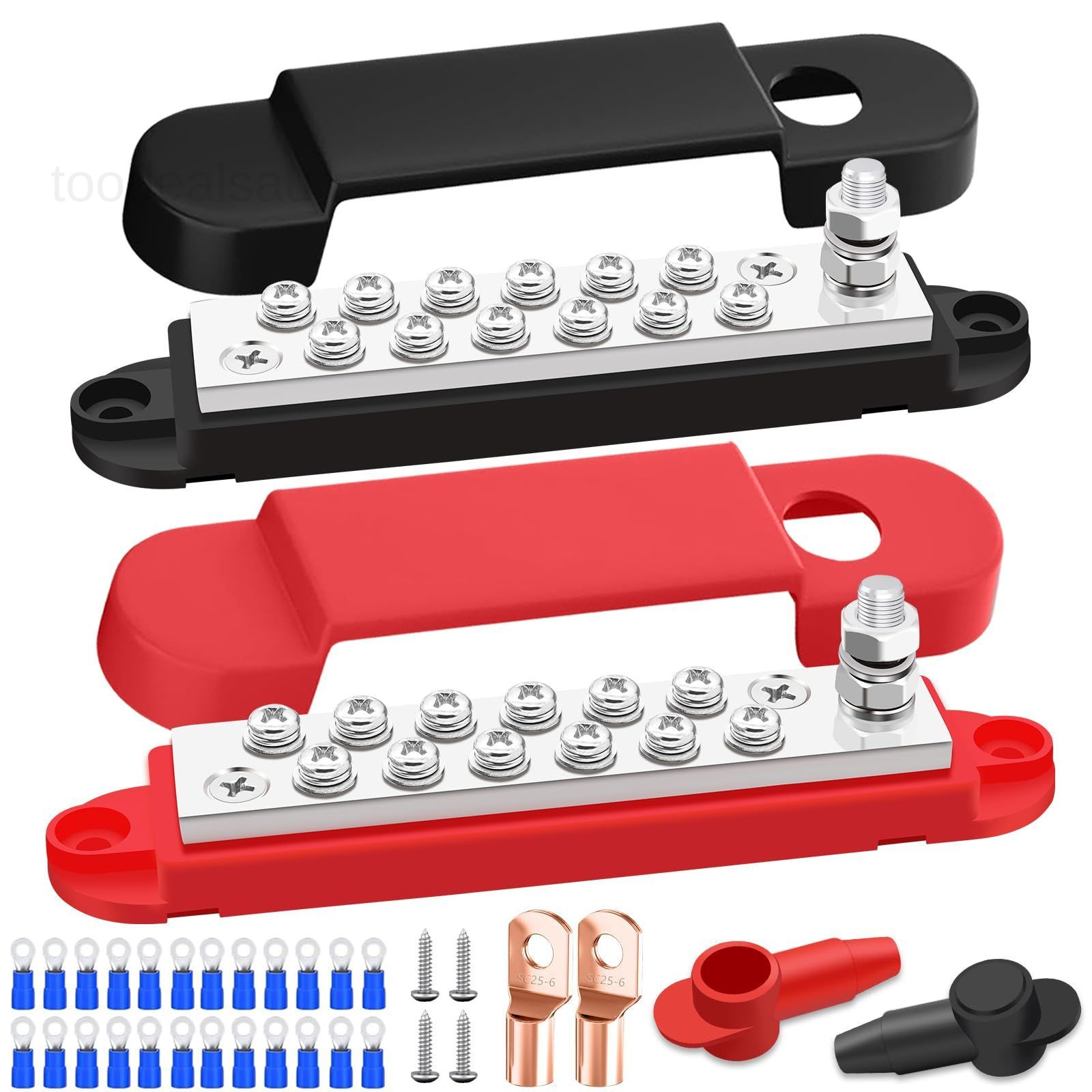 Marine Bus Bar 12V 150A 1/4″ Stud Power Distribution 150A, A Pair