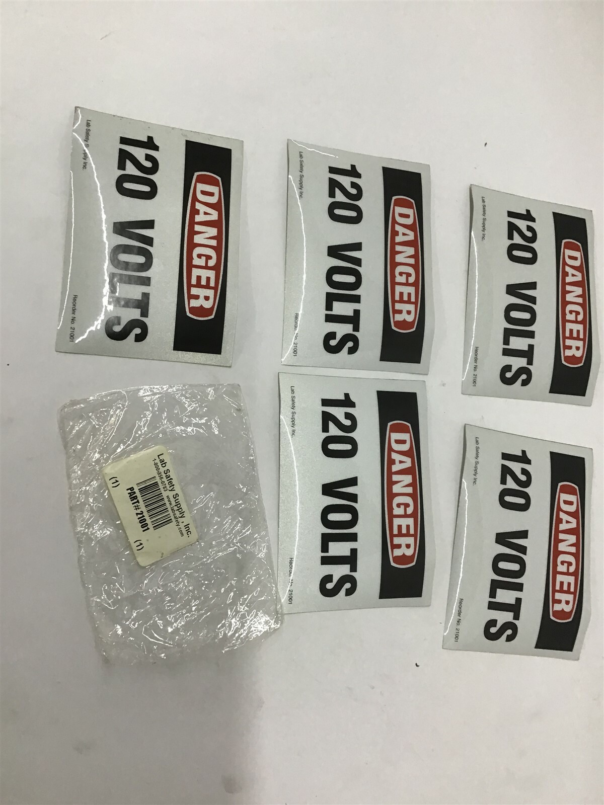 Lab Safety Supply 21001 Danger 120 Volt Sticker 3 1/2″ by 5″ Lot Of 5