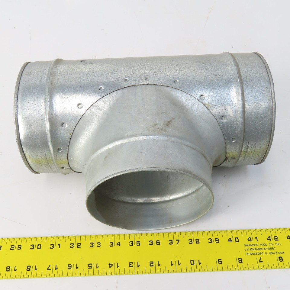 Size 6 Galvanized Steel 24 Gauge Tee Connector Spiral Duct Fitting 5-7/8″ OD
