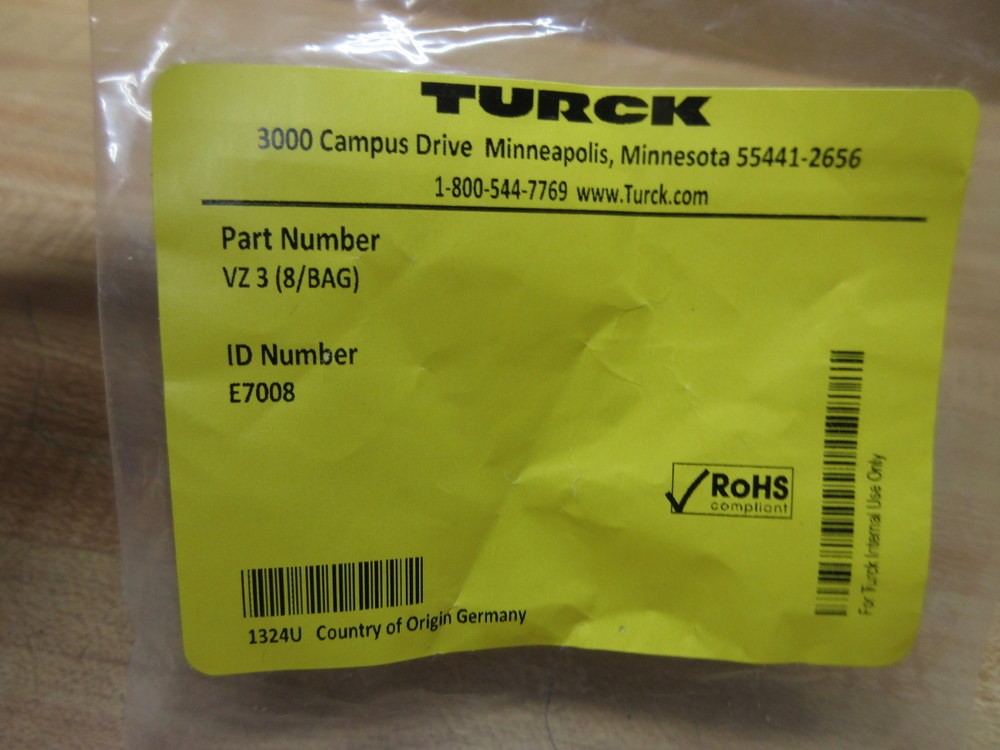 Turck VZ 3 (8/BAG) Closure Cap Set E7008 (Pack of 6)