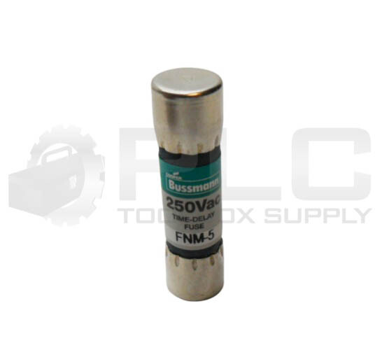 NEW BOX OF 9 BUSSMANN FNM-5 TIME DELAY FUSE 5A 250VAC *READ*