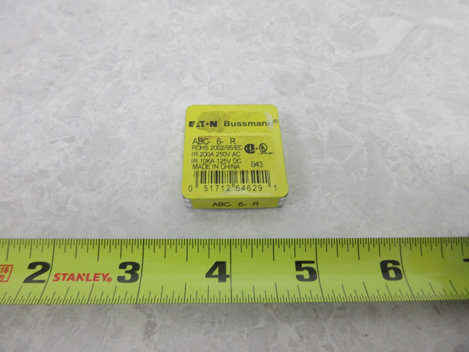 BOX OF 5 BUSSMANN ABC-6-R FUSE, IA0358