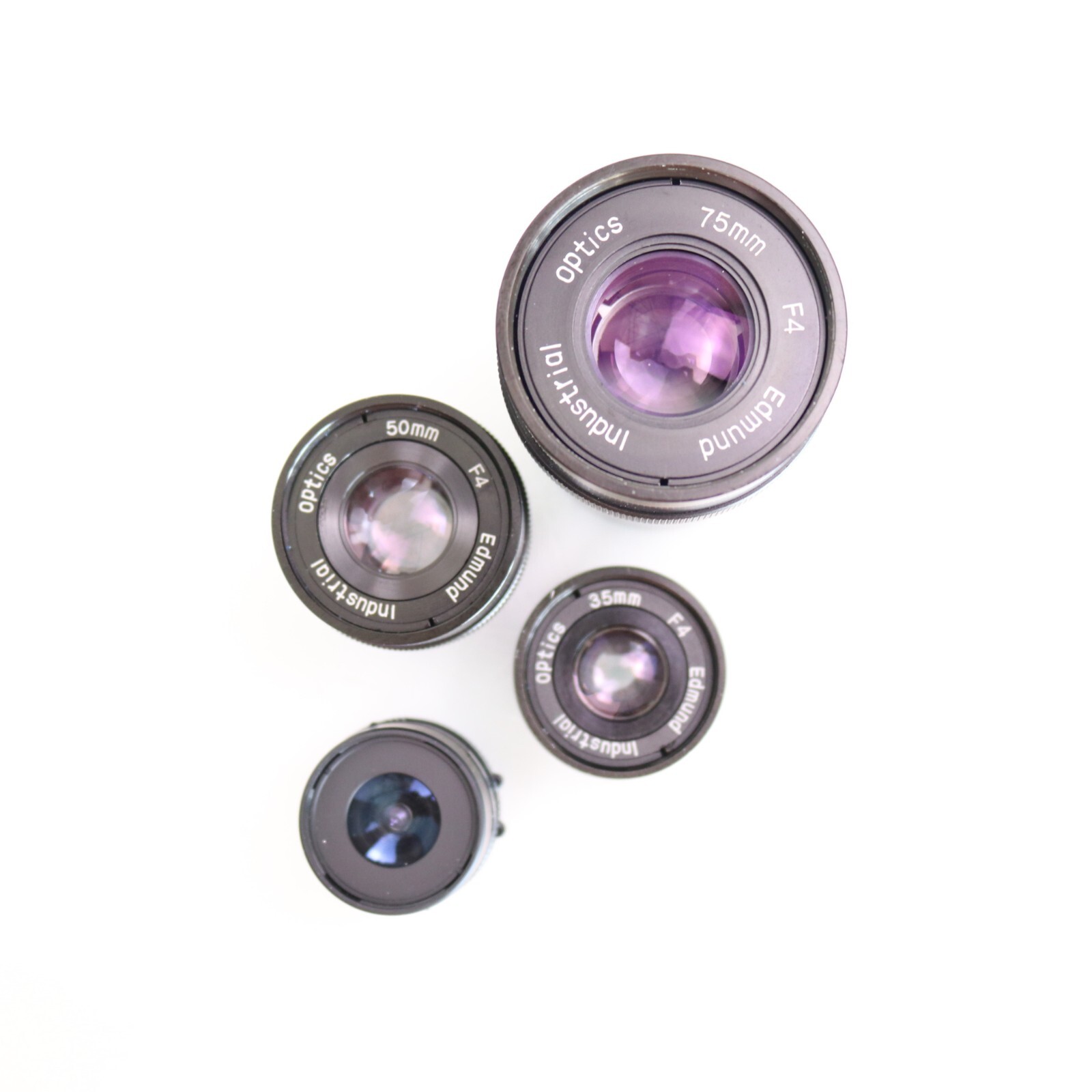 EO Edmund Inustrial Optics Kit MVO Double Gauss Lenses 75mm / 50mm / 35mm / TV